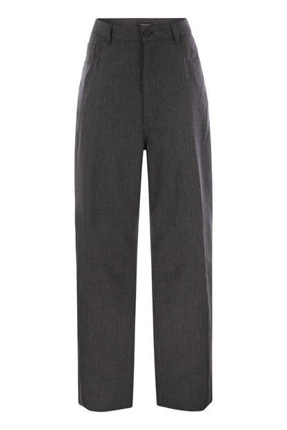 5-pocket virgin wool pinstripe trousers