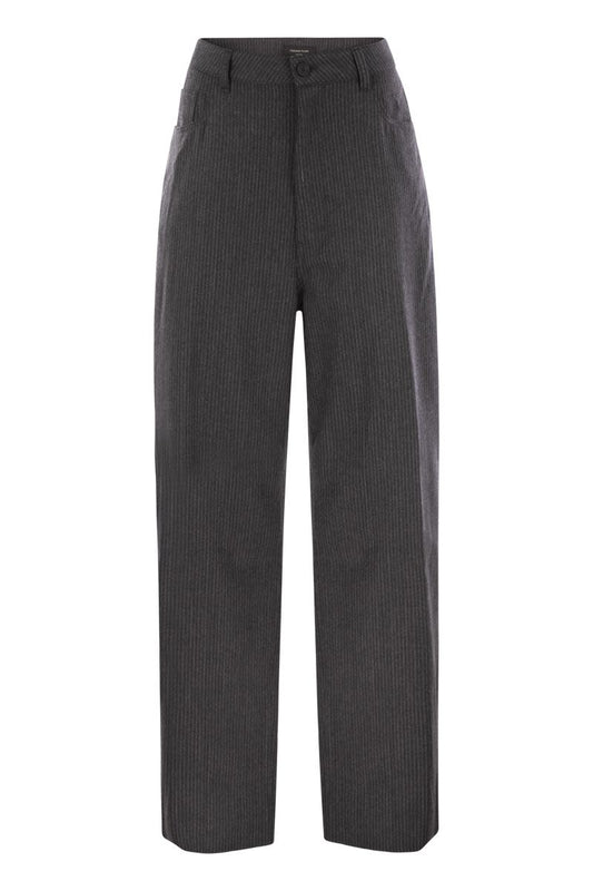 5-pocket virgin wool pinstripe trousers