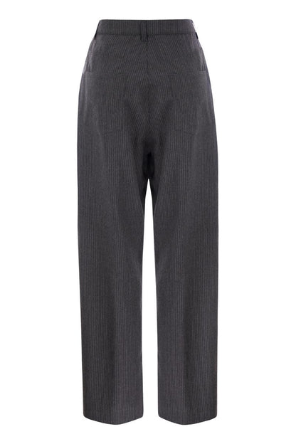 5-pocket virgin wool pinstripe trousers