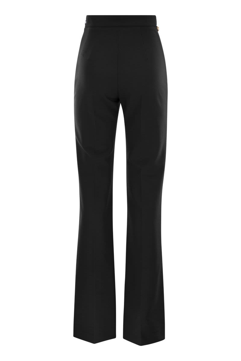 Stretch crepe palazzo trousers with belt