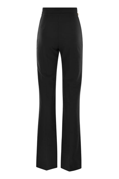 Stretch crepe palazzo trousers with belt