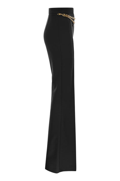 Stretch crepe palazzo trousers with belt