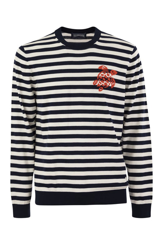 Striped cotton crew-neck jumper