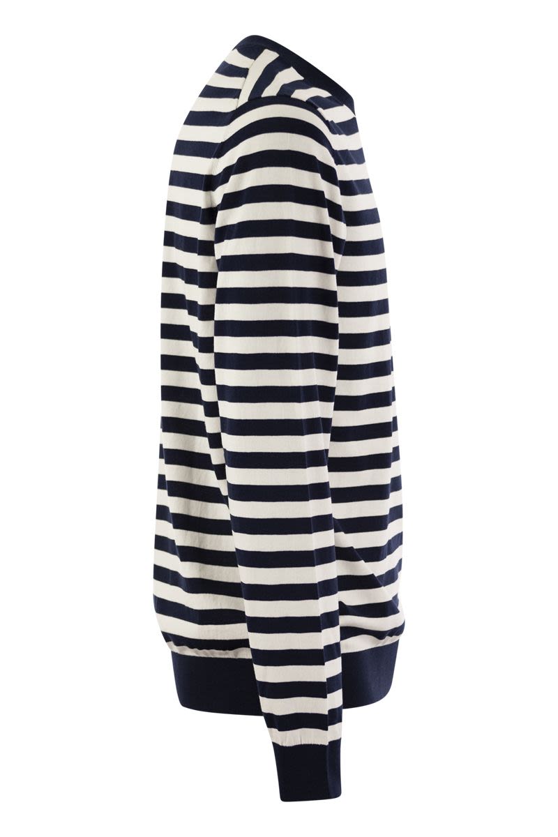 Striped cotton crew-neck jumper