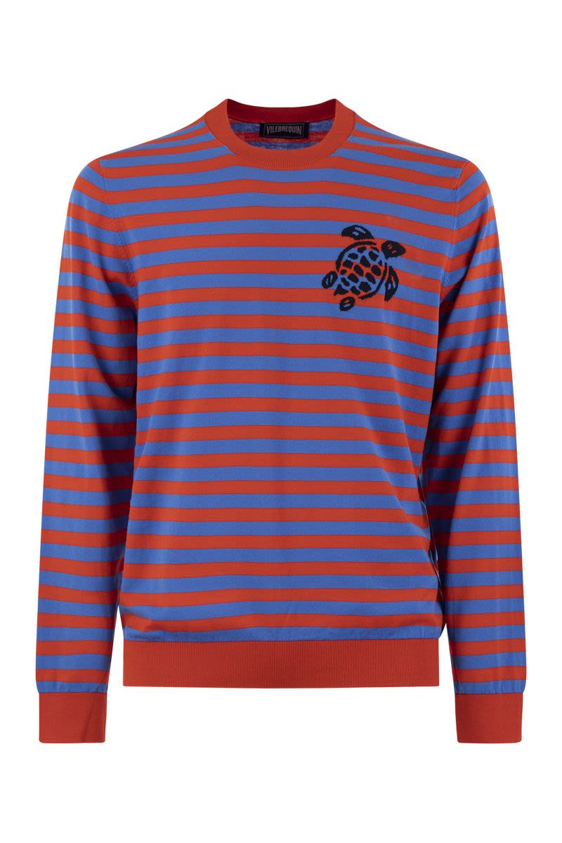 Striped cotton crew-neck jumper