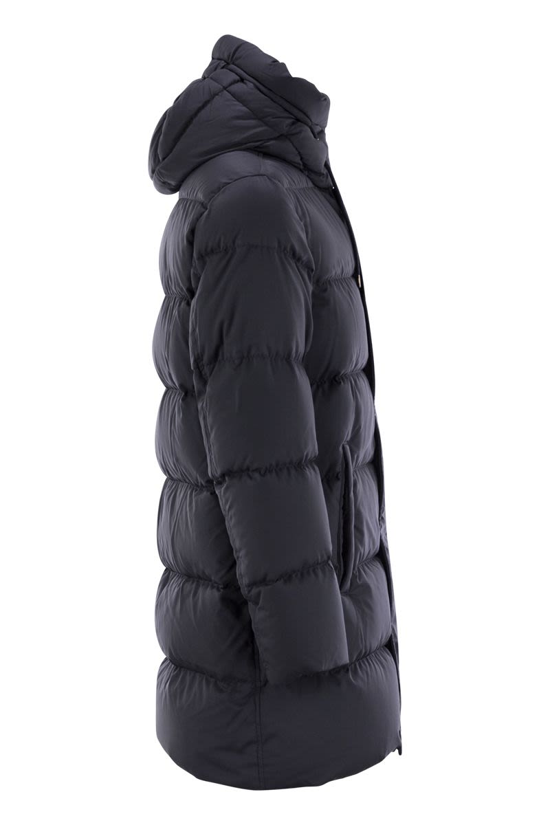 Long down jacket with hood