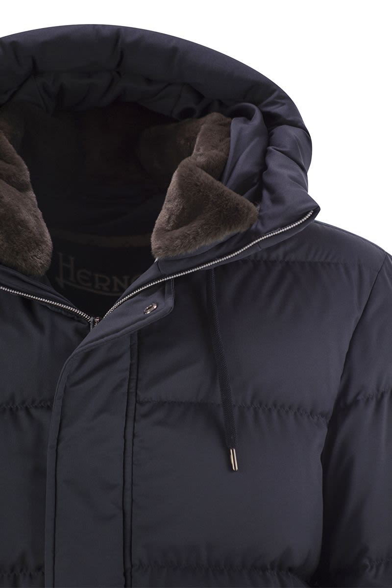 Long down jacket with hood