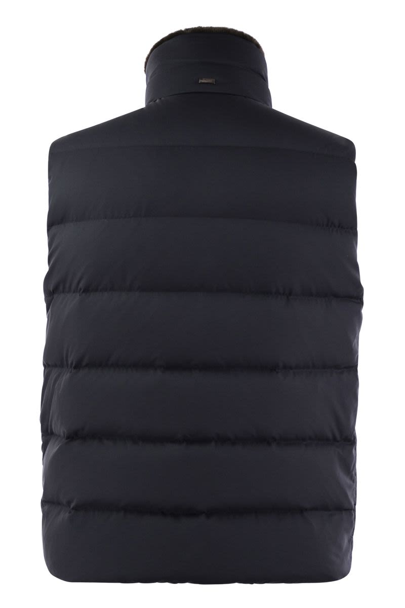 Down-filled waistcoat with fur insert