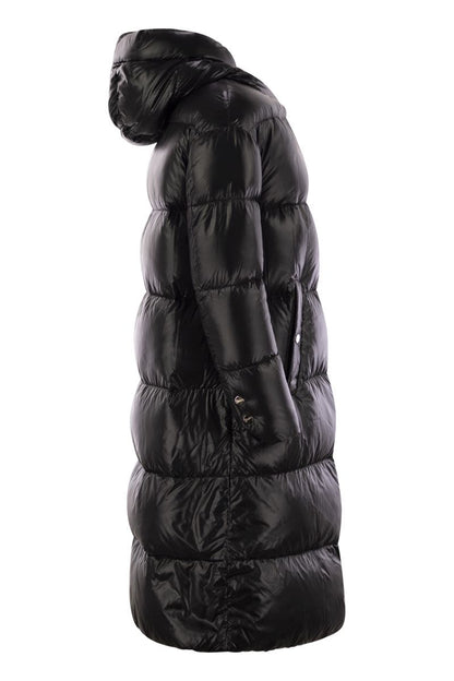 Long down jacket with hood