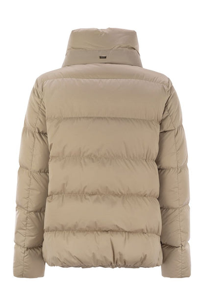 Down jacket with ring collar