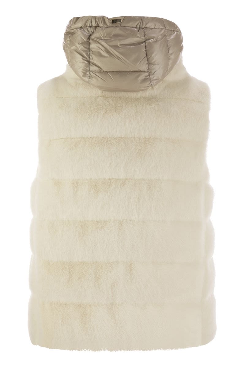 Cruelty-free fur sleeve coat