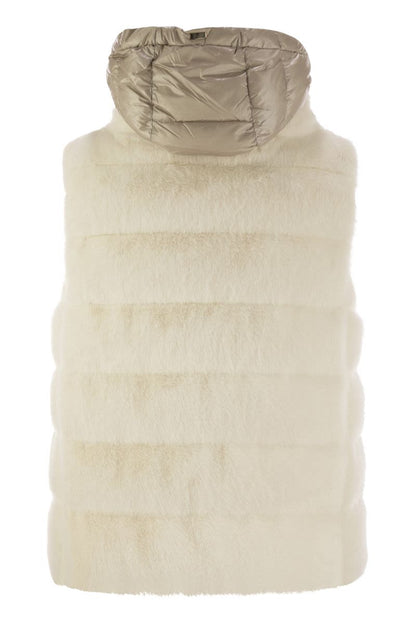 Cruelty-free fur sleeve coat