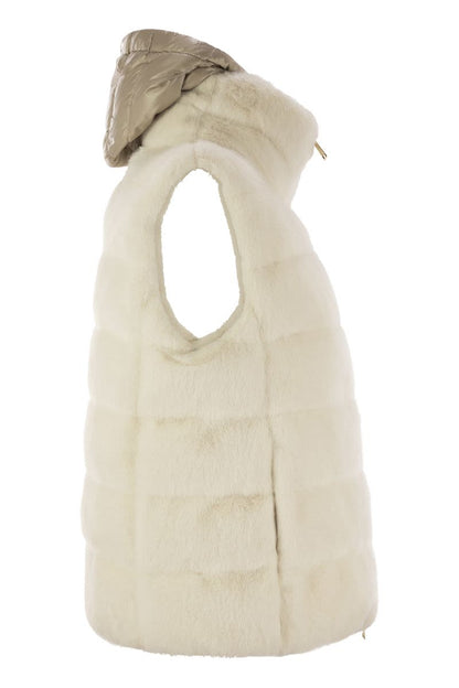 Cruelty-free fur sleeve coat