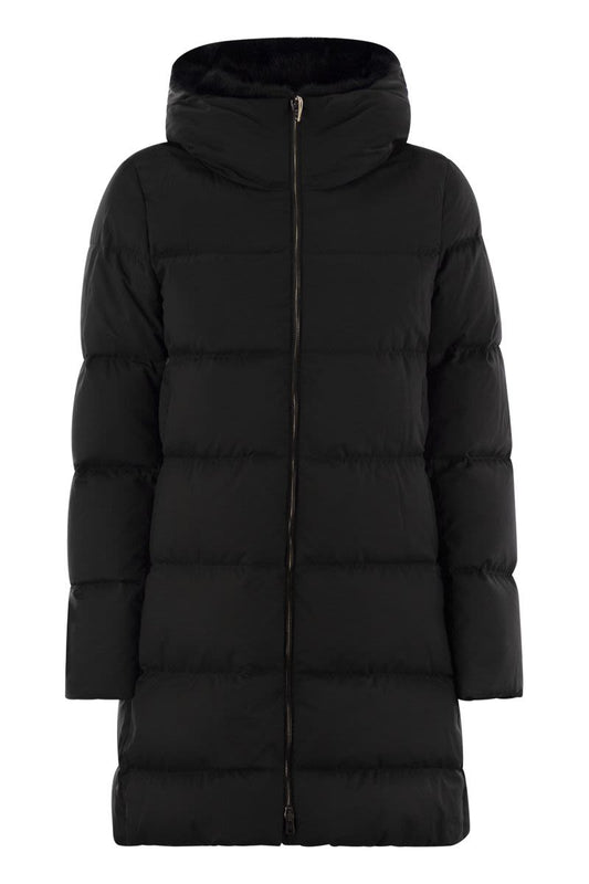 Long down jacket with zip