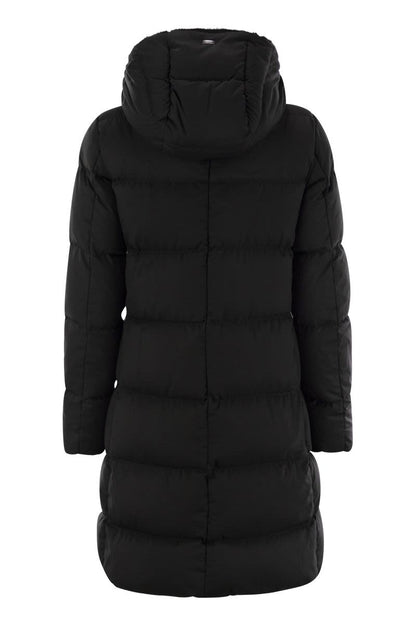 Long down jacket with zip