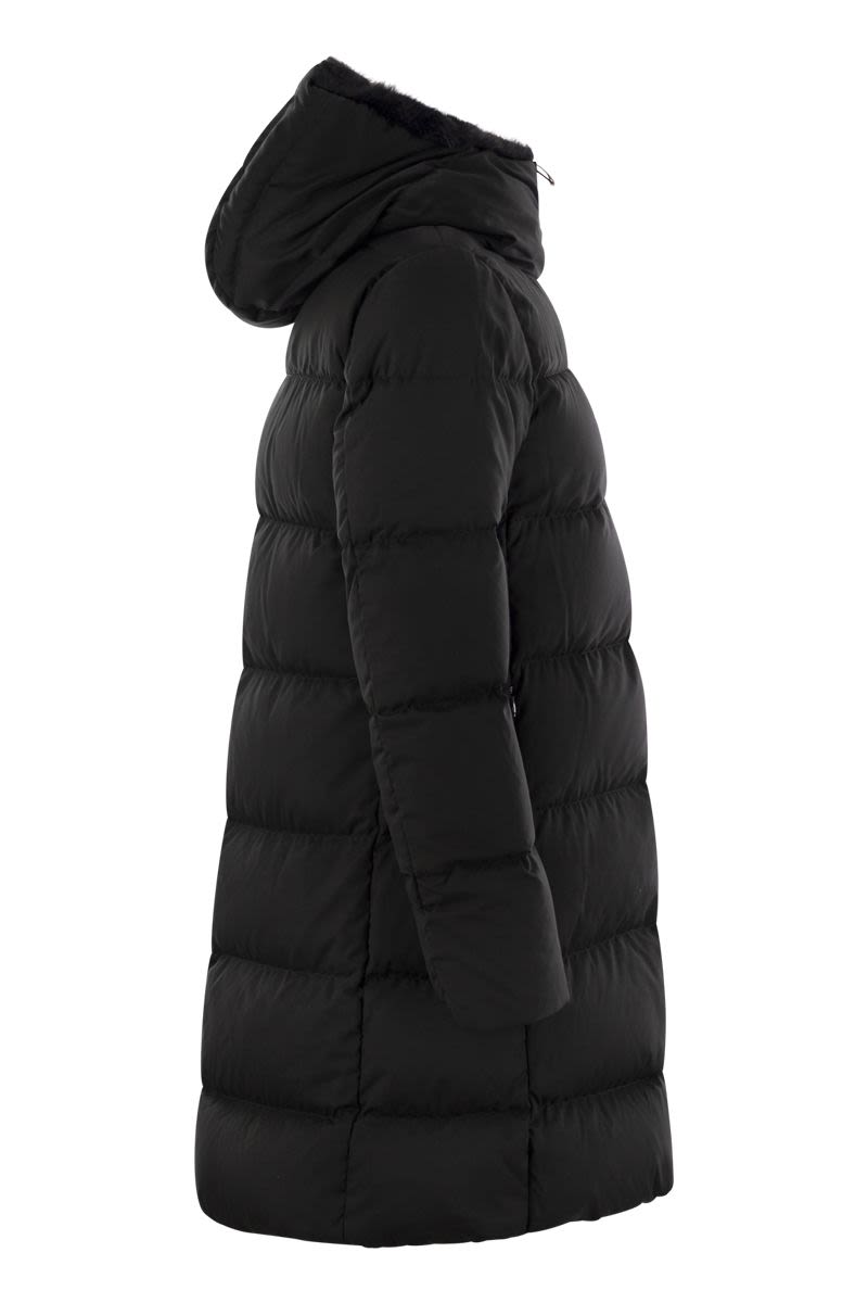 Long down jacket with zip