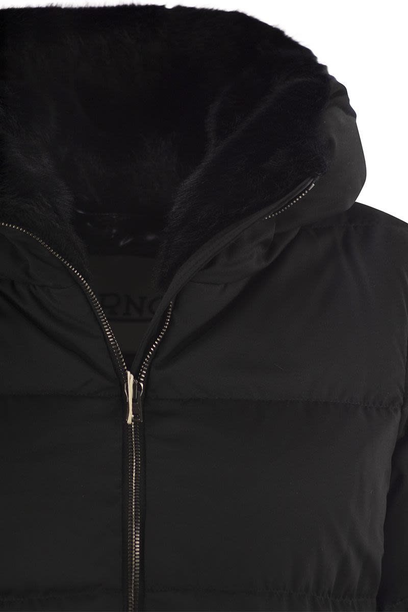 Long down jacket with zip