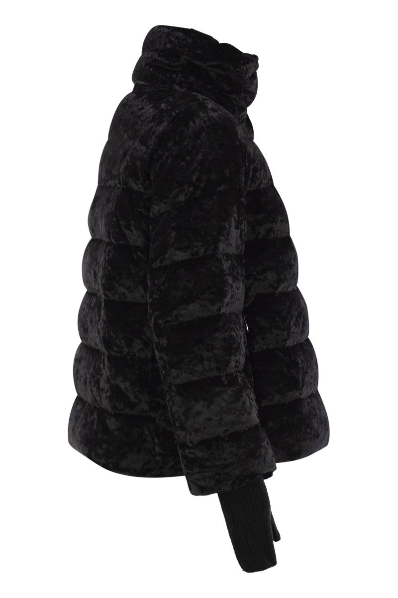 Stretch velvet down jacket