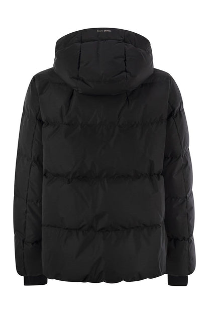 Short down jacket with hood