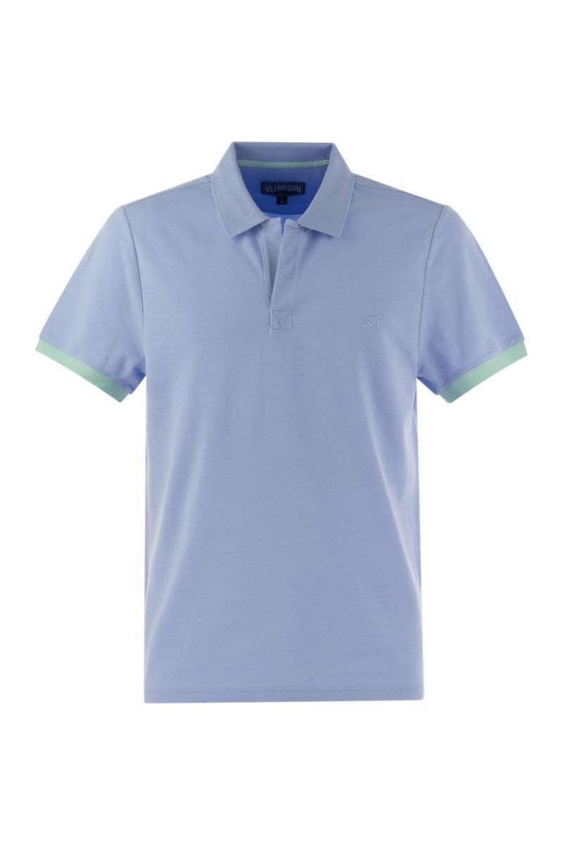 Short-sleeved cotton polo shirt