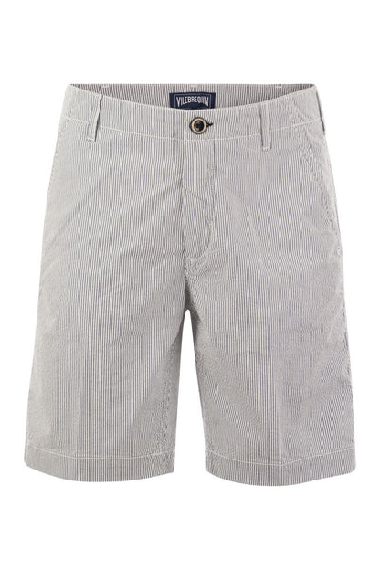 Micro striped cotton bermuda shorts