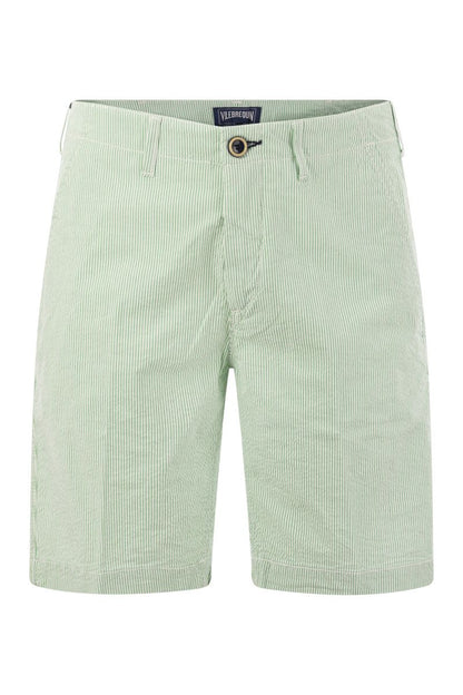 Micro striped cotton bermuda shorts