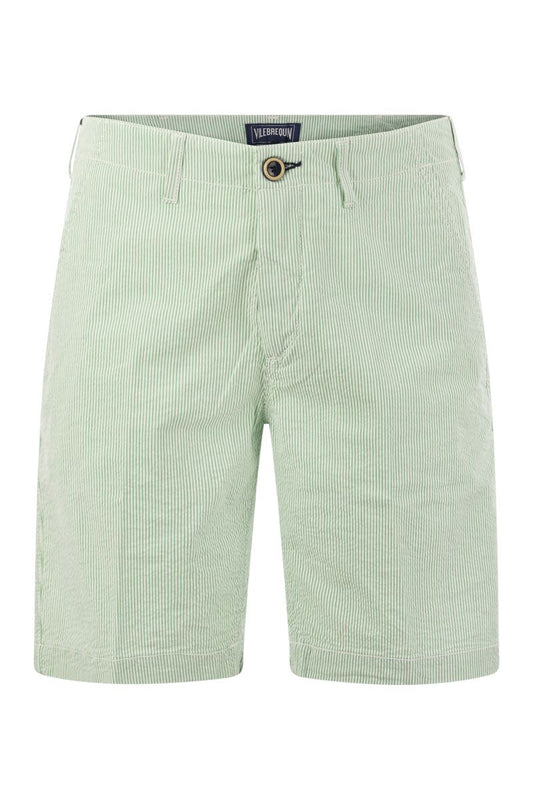 Micro striped cotton bermuda shorts