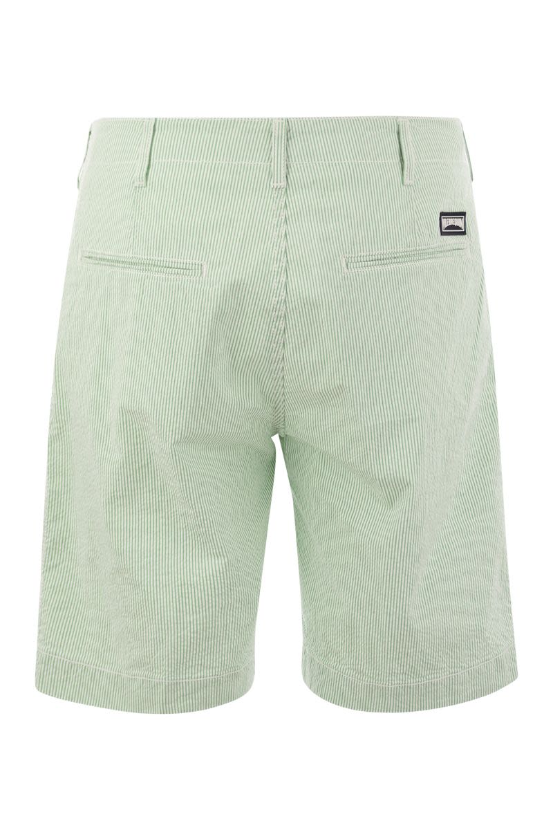 Micro striped cotton bermuda shorts