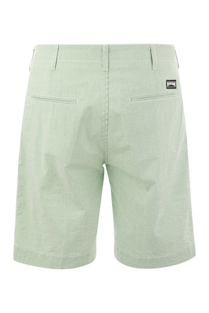 Micro striped cotton bermuda shorts