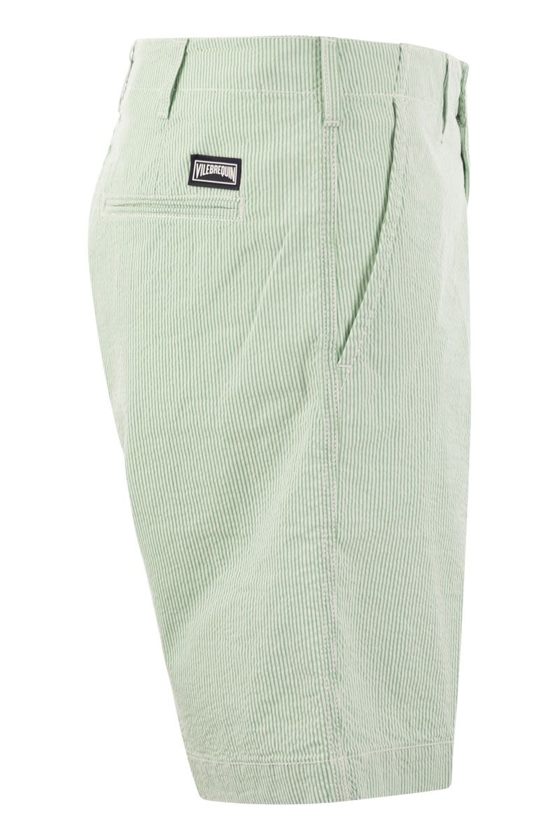 Micro striped cotton bermuda shorts