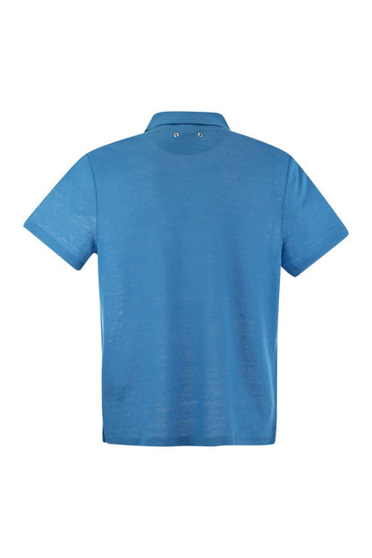 Short-sleeved linen polo shirt