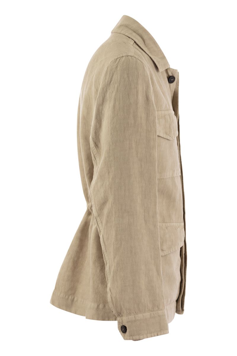 Pure linen canvas safari jacket