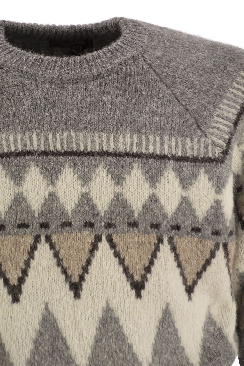 Jacquard jersey in alpaca, cotton and wool