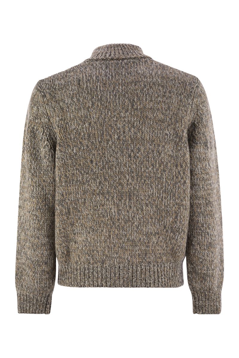 Wool-blend turtleneck cardigan