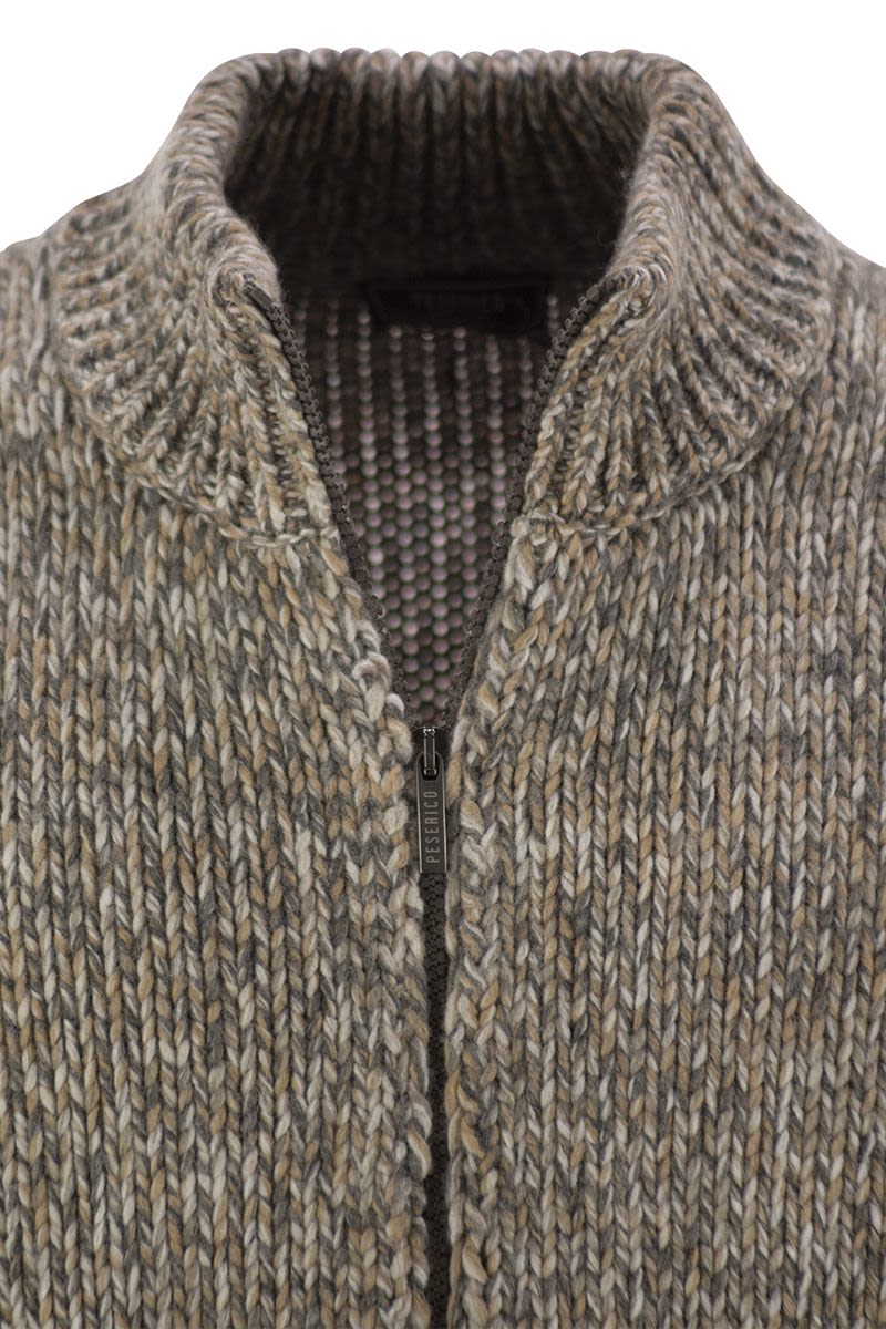 Wool-blend turtleneck cardigan