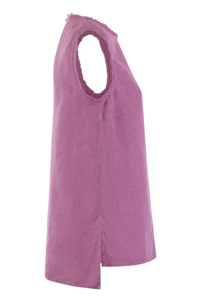 Sleeveless linen top