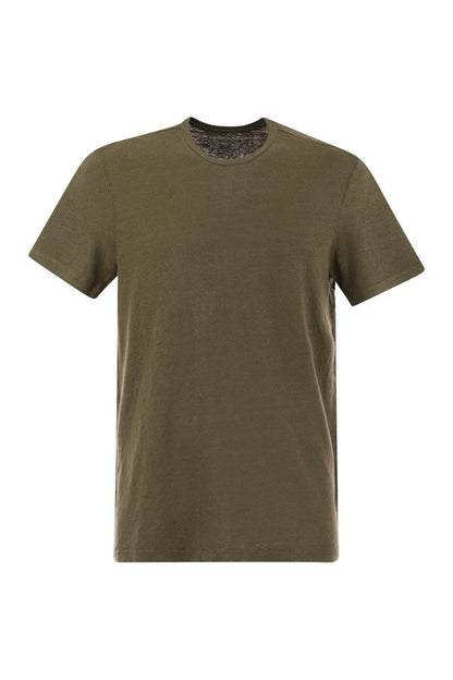 Crew-neck linen T-shirt