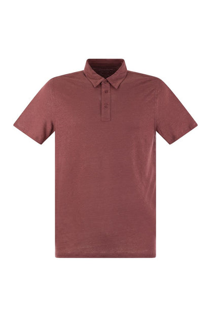 Linen short-sleeved polo shirt