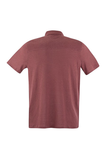 Linen short-sleeved polo shirt