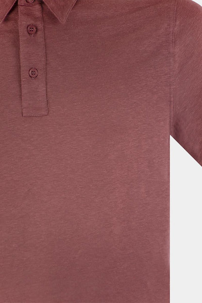 Linen short-sleeved polo shirt