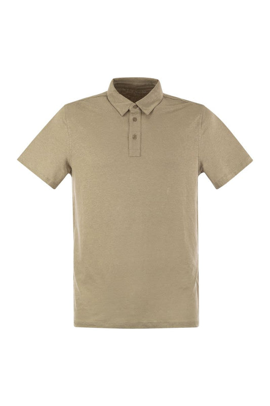 Linen short-sleeved polo shirt