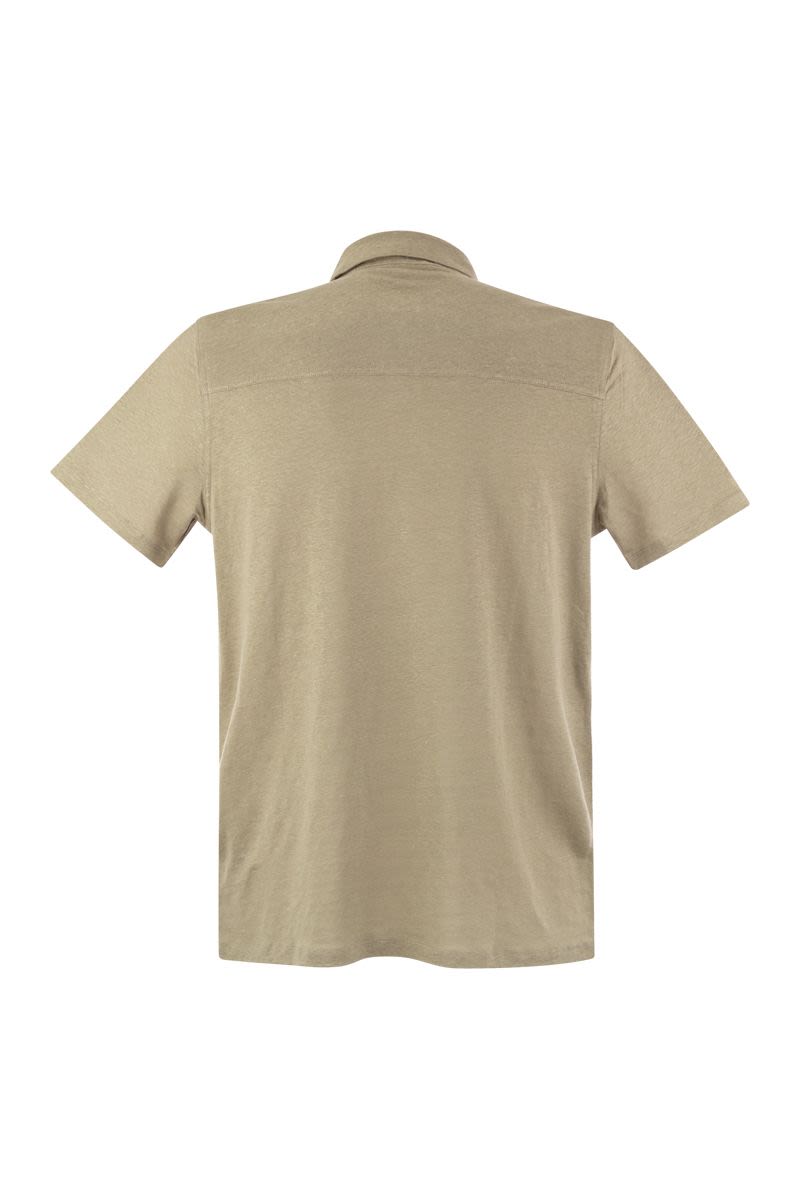 Linen short-sleeved polo shirt