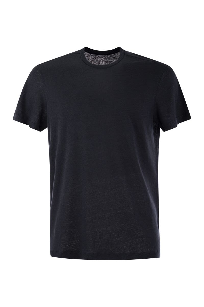 Linen crew-neck t-shirt