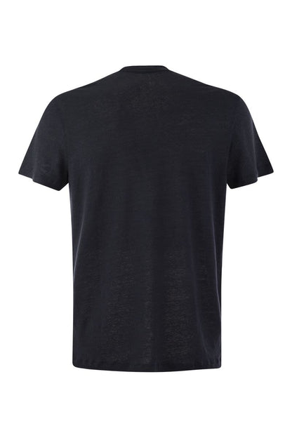 Linen crew-neck t-shirt