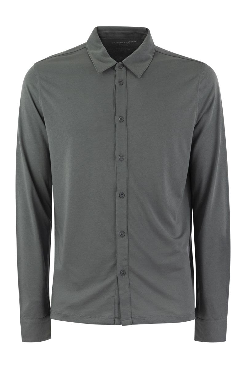 Long-sleeved shirt in lyocell and cotton