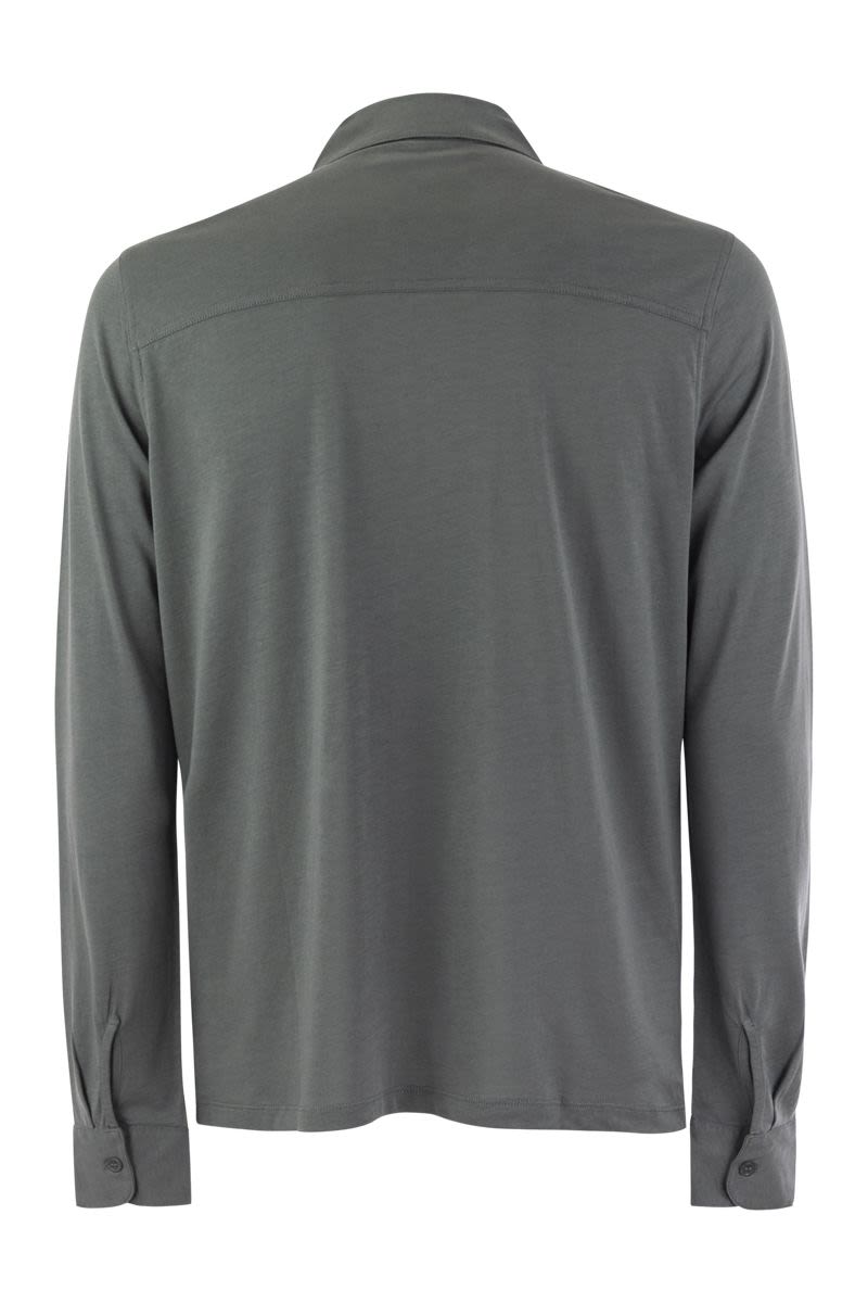 Long-sleeved shirt in lyocell and cotton