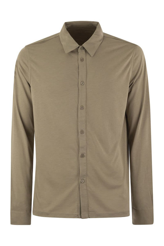 Long-sleeved shirt in lyocell and cotton