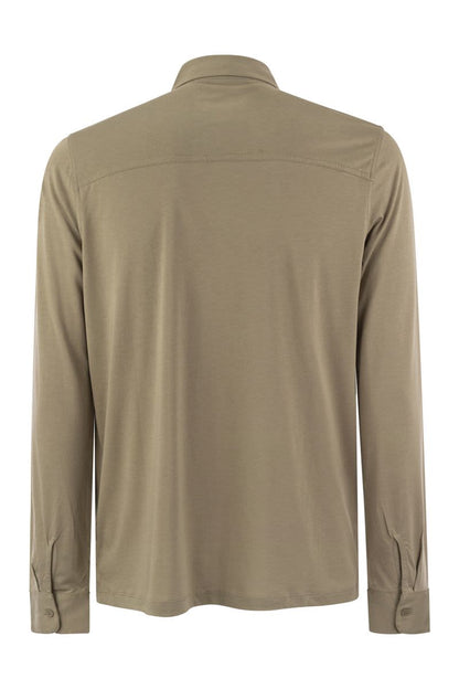 Long-sleeved shirt in lyocell and cotton