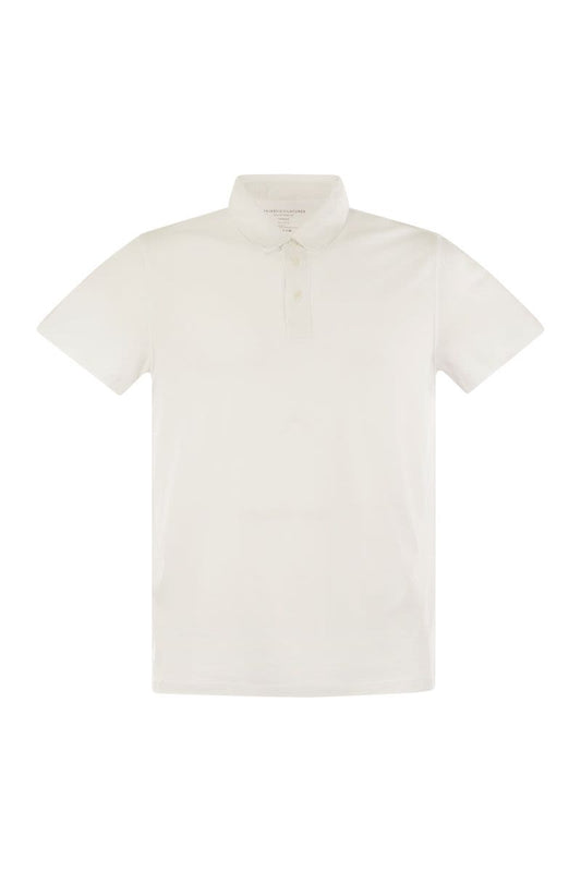 Short-sleeved polo shirt in lyocell