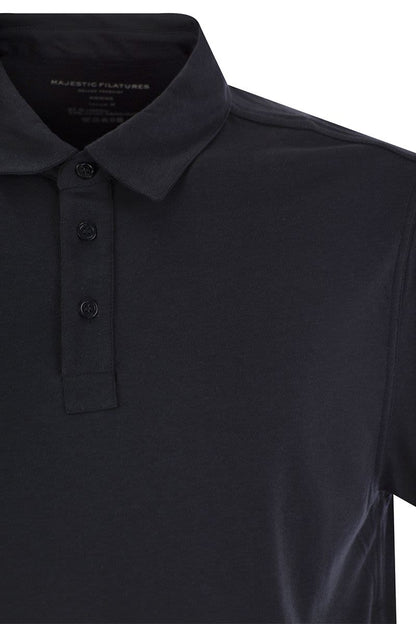 Short-sleeved polo shirt in lyocell